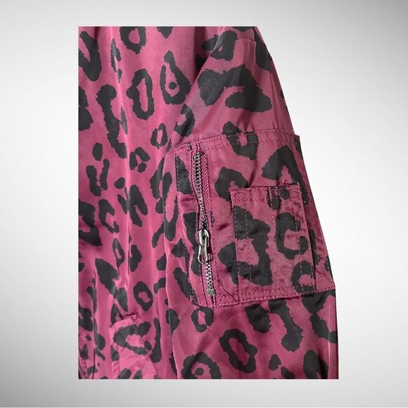 Art Class Girl Burgundy and Black Leopard Print Bomber Jacket Size Medium 7/8 - Picture 3 of 7